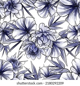 Abstract elegance seamless pattern with floral background
