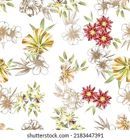 Abstract elegance seamless pattern with floral background