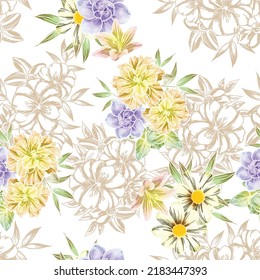 Abstract elegance seamless pattern with floral background