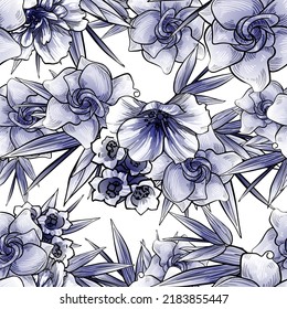 Abstrakte Eleganz, nahtloses Muster mit floralem Hintergrund