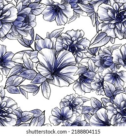 Abstract elegance seamless pattern with floral background