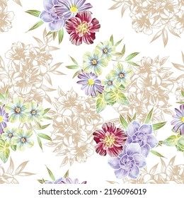 Abstrakte Eleganz, nahtloses Muster mit floralem Hintergrund
