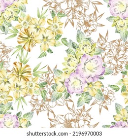 Abstract elegance seamless pattern with floral background