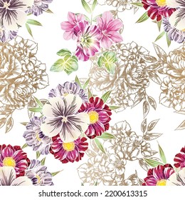 Abstract elegance seamless pattern with floral background