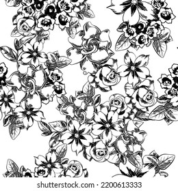 Abstract elegance seamless pattern with floral background