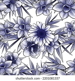 Abstract elegance seamless pattern with floral background