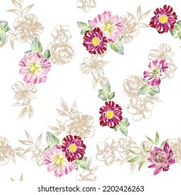 Abstract elegance seamless pattern with floral background