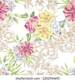 Abstract elegance seamless pattern with floral background