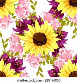 Abstract Elegance Seamless pattern with floral background