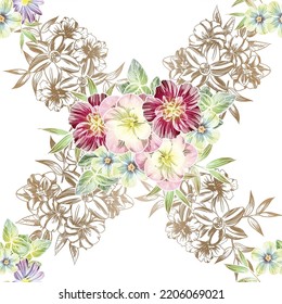 Abstract elegance seamless pattern with floral background