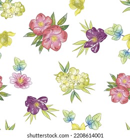 Abstract elegance seamless pattern with floral background - Shutterstock ID 2208614001