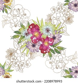 Abstrakte Eleganz, nahtloses Muster mit floralem Hintergrund