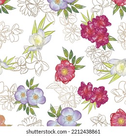 Abstract elegance seamless pattern with floral background