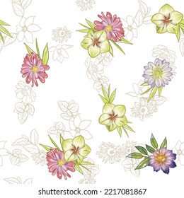 Abstract elegance seamless pattern with floral background