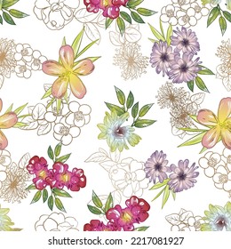 Abstrakte Eleganz, nahtloses Muster mit floralem Hintergrund