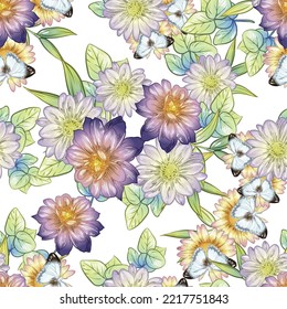 Abstract elegance seamless pattern with floral background