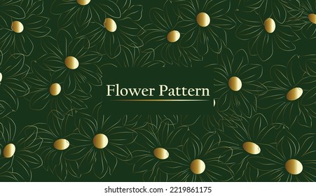 Abstract elegance seamless pattern with floral background Gold and natural green pattern 