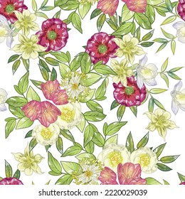 Abstract elegance seamless pattern with floral background