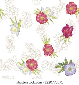 Abstract elegance seamless pattern with floral background
