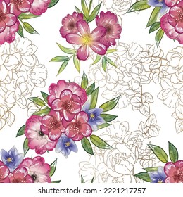 Abstract elegance seamless pattern with floral background