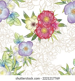 Abstract elegance seamless pattern with floral background