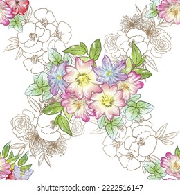 Abstract elegance seamless pattern with floral background