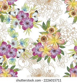 Abstract elegance seamless pattern with floral background