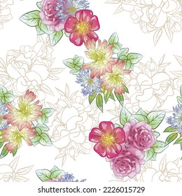 Abstract elegance seamless pattern with floral background