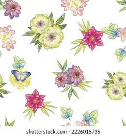 Abstract elegance seamless pattern with floral background