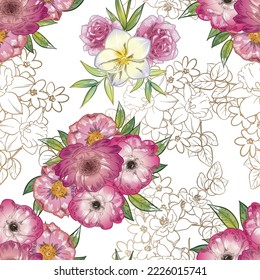 Abstract elegance seamless pattern with floral background