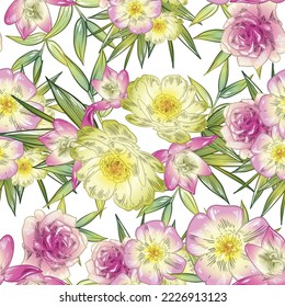 Abstract elegance seamless pattern with floral background