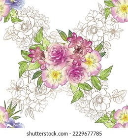 Abstract elegance seamless pattern with floral background
