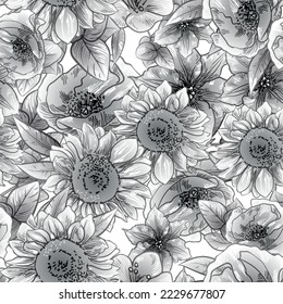 Abstract elegance seamless pattern with floral background