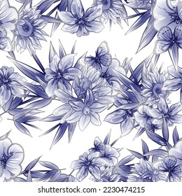 Abstract elegance seamless pattern with floral background