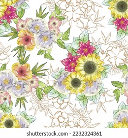 Abstrakte Eleganz, nahtloses Muster mit floralem Hintergrund