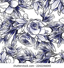 Abstract elegance seamless pattern with floral background