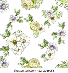 Abstract elegance seamless pattern with floral background