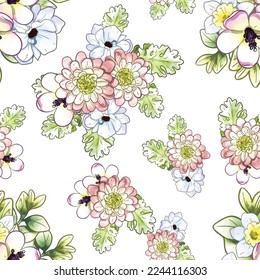 Abstract elegance seamless pattern with floral background