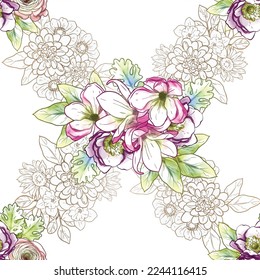 Abstrakte Eleganz, nahtloses Muster mit floralem Hintergrund