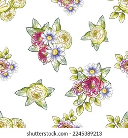 Abstract elegance seamless pattern with floral background