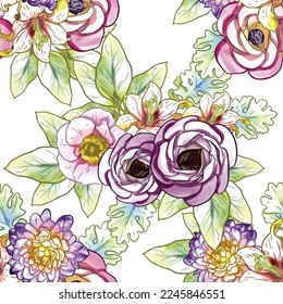 Abstract elegance seamless pattern with floral background