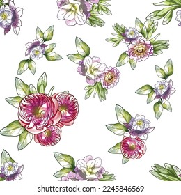 Abstract elegance seamless pattern with floral background