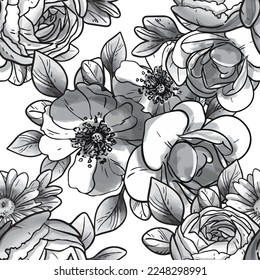 Abstract elegance seamless pattern with floral background