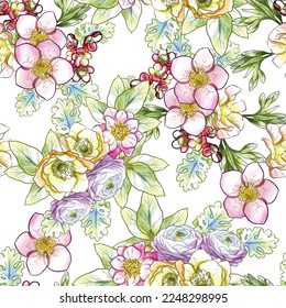 Abstract elegance seamless pattern with floral background