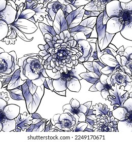 Abstract elegance seamless pattern with floral background