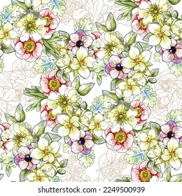 Abstract elegance seamless pattern with floral background