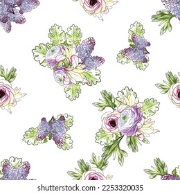 Abstract elegance seamless pattern with floral background