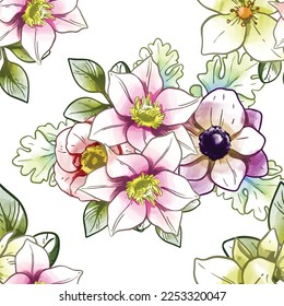 Abstract elegance seamless pattern with floral background