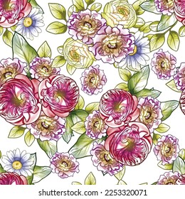 Abstract elegance seamless pattern with floral background