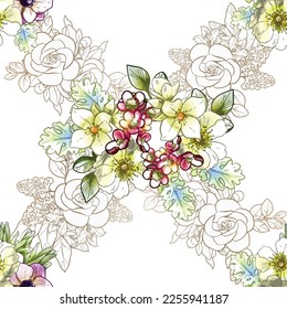 Abstract elegance seamless pattern with floral background